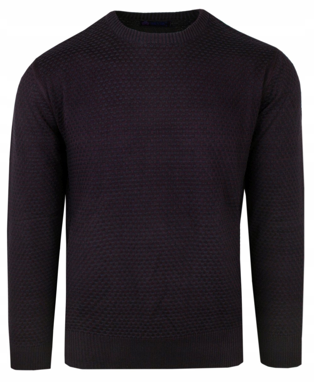 Bavlněný svetr, Kulatý výstřih (U-neck), pánský Devir- Tmavé Bordo XL