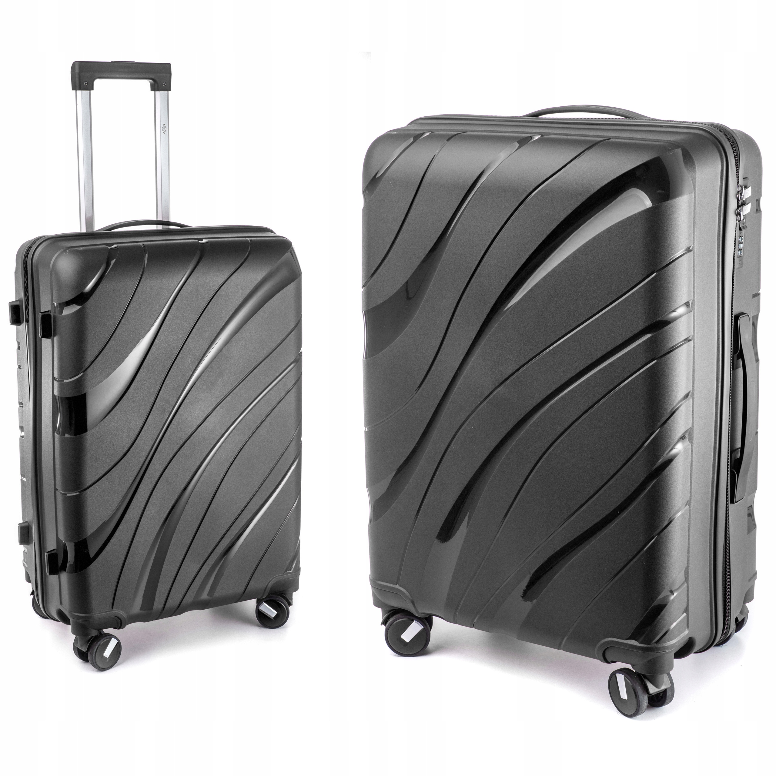 ŚREDNIA WALIZKA PODRÓŻNA XL POLIPROPYLEN RGL BAGAŻ PODWÓJNE KÓŁKA OBROTOWE Wysokość 66 cm