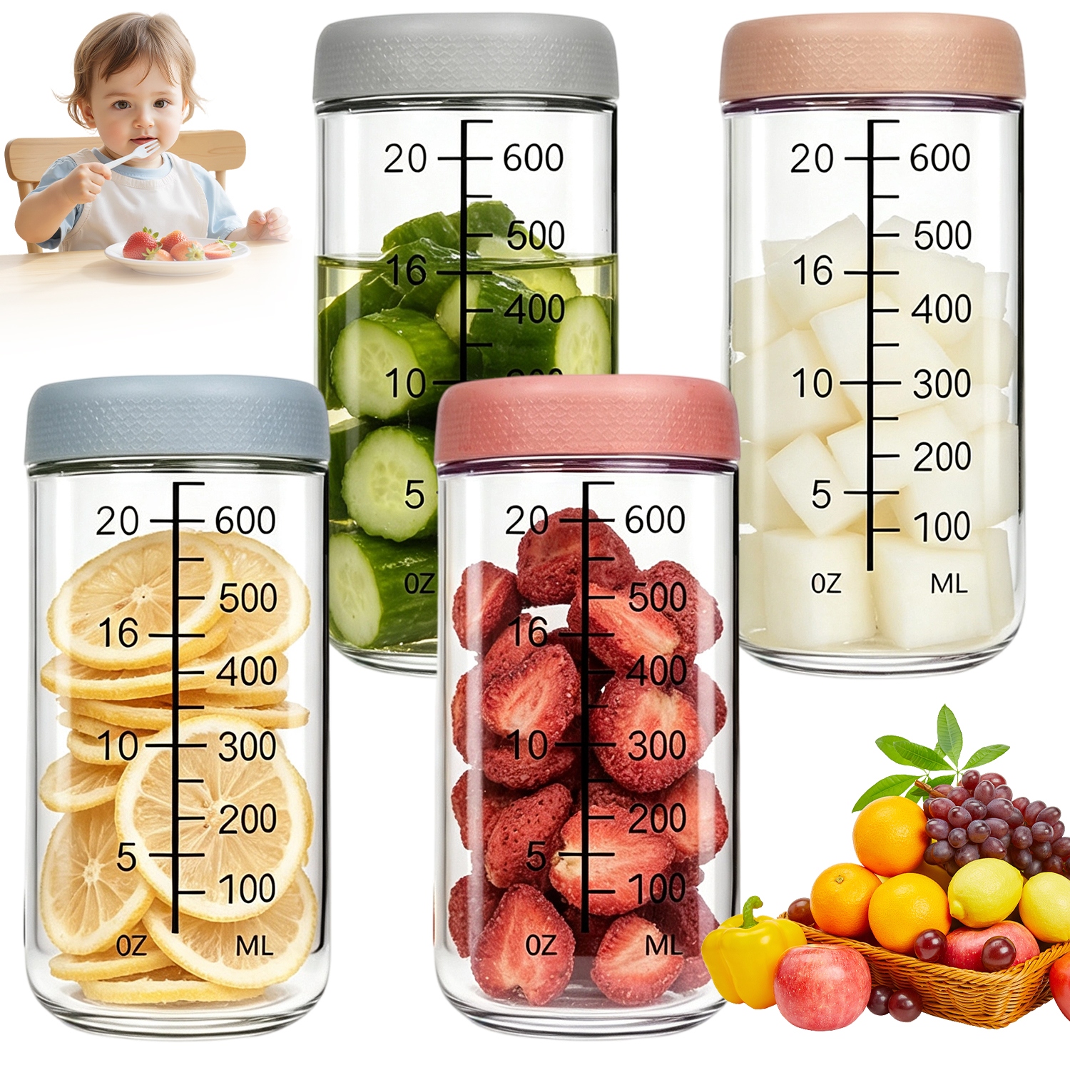 Skleněná Zavařovací Sklenice 750 ML Borosilikátová Odolná 4KS Pro Skladování Potravin