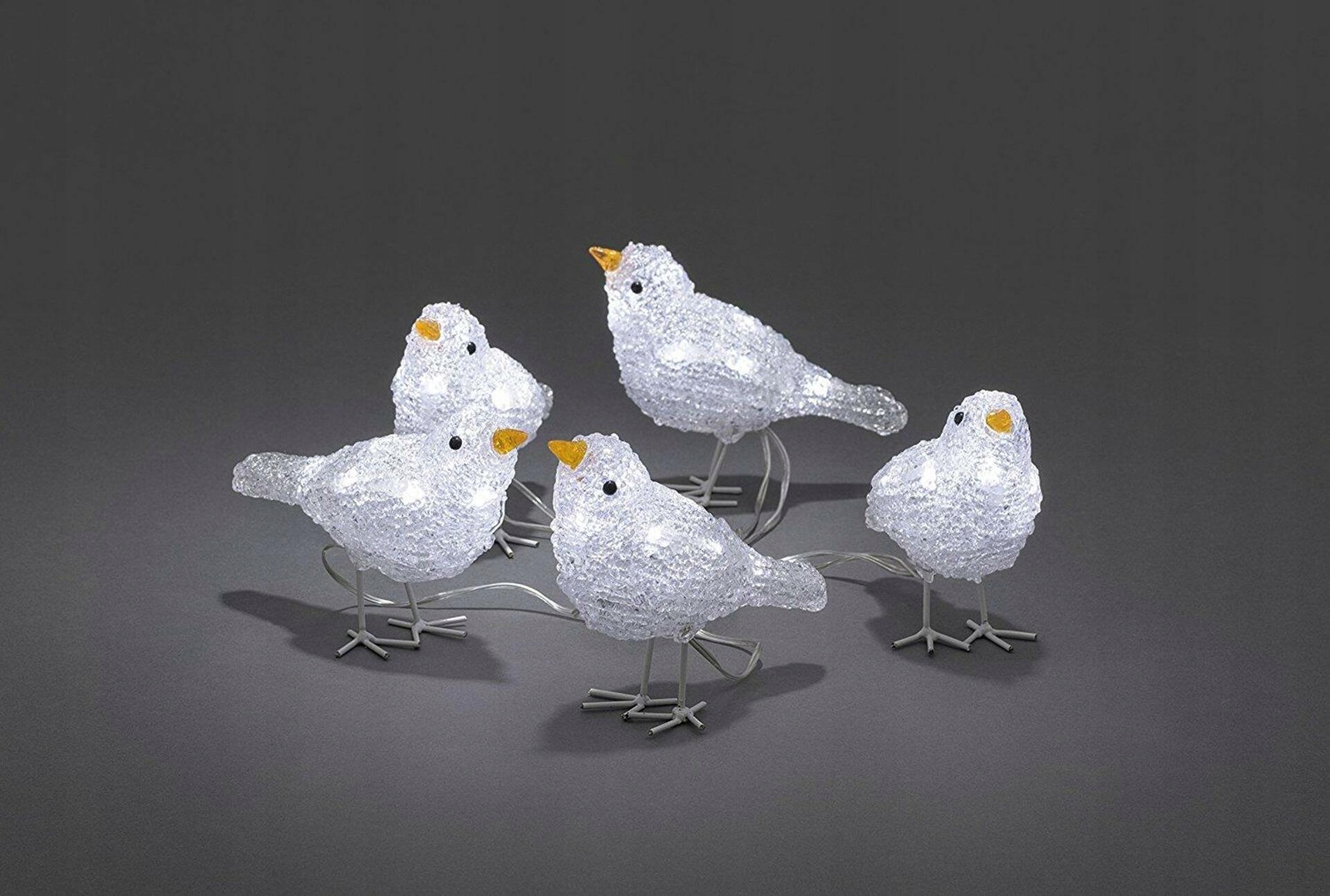 Exihand Vtáčiky 6144-203, 5 kusov, 40 bielych Led, výška 11,5 cm