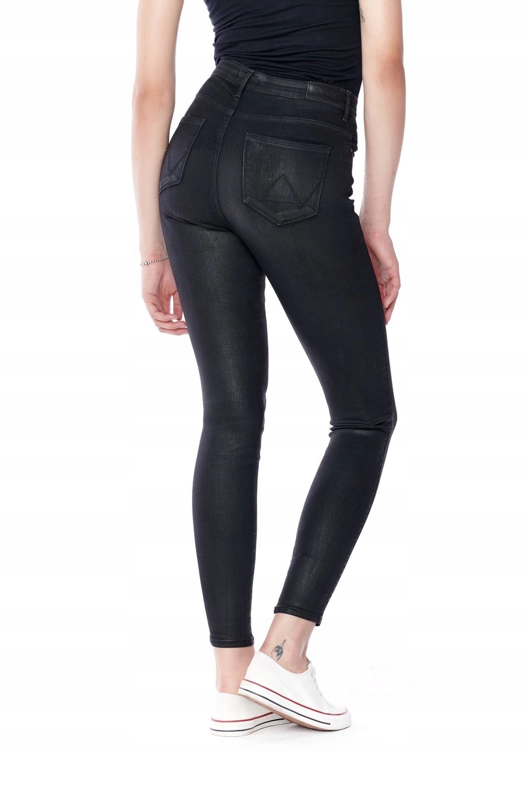 Dámské úzké nohavice kalhoty Wrangler High Skinny Coated Black W27HWT067 26/30