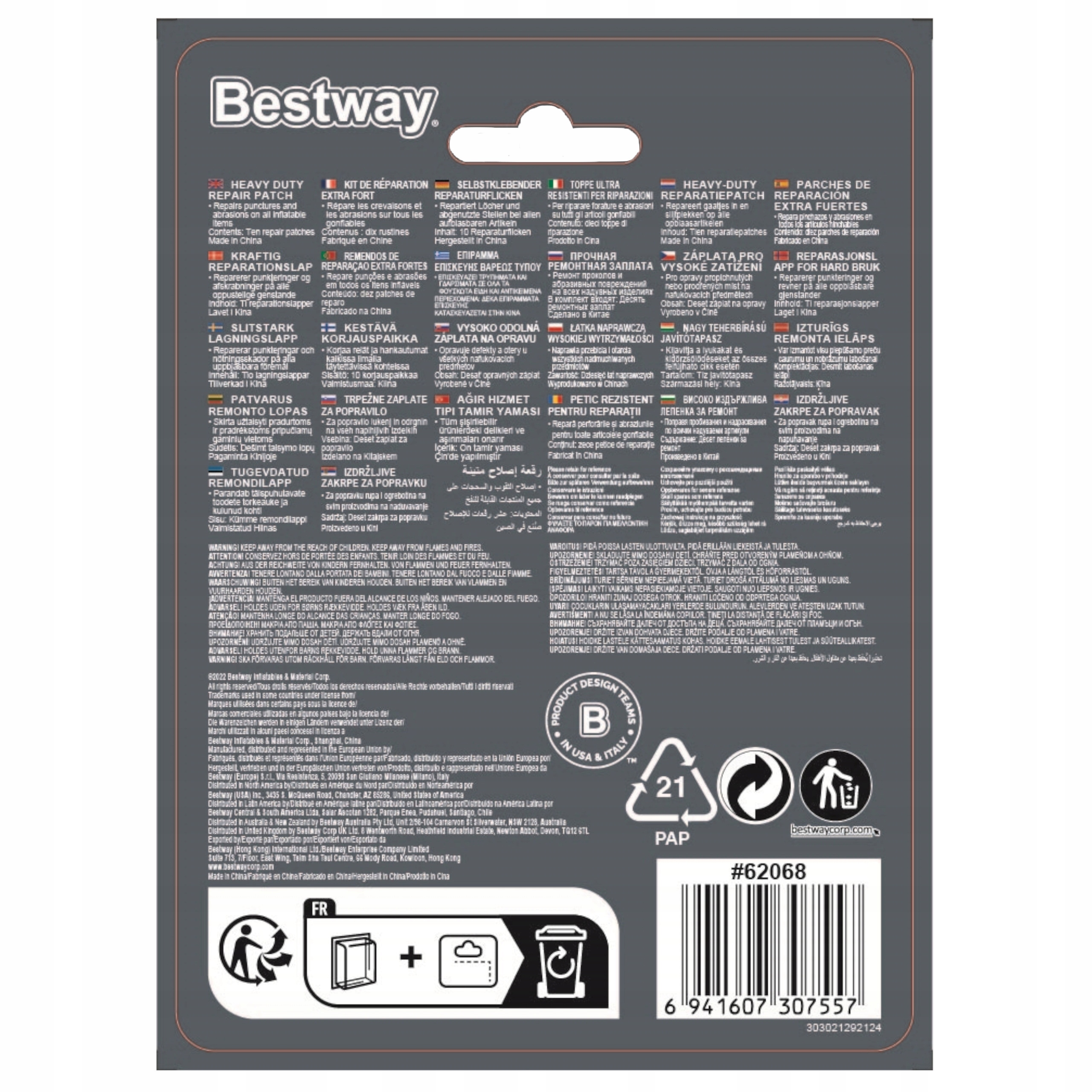 ZESTAW ŁATEK NAPRAWCZYCH 10 SZTUK BESTWAY 62068 Rodzaj łatka naprawcza