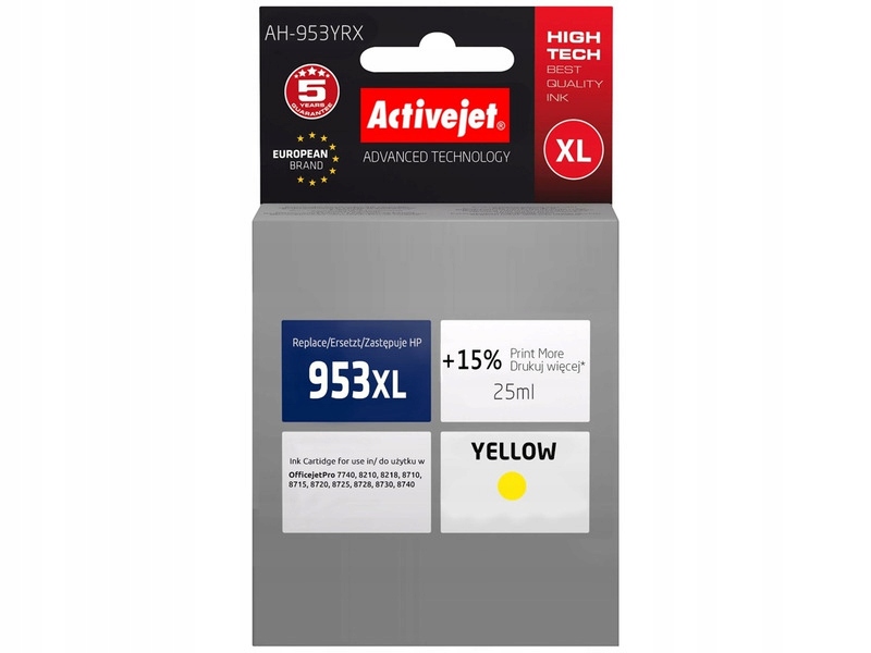 

Tusz Activejet AH-953YRX 25 ml; żółty