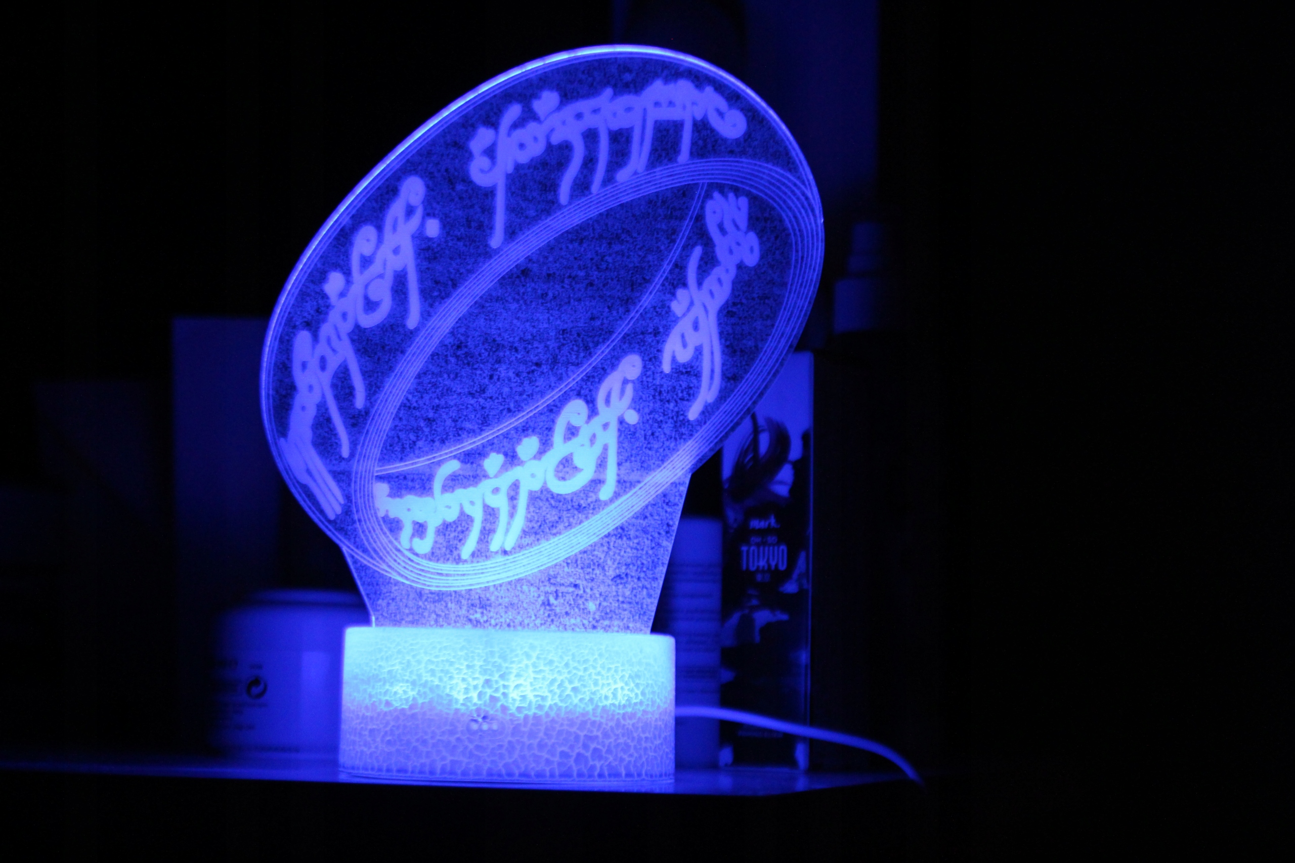 PREMIUM lampka WŁADCA PIERŚCIENI SUPER LAMPA 3D LED USB PIERŚCIEŃ RGB MP092 Zasilanie bateryjne sieciowe