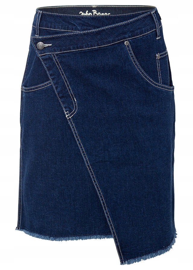 SPÓDNICA DŻINSOWA ZE STRETCHEM ASYMETRYCZNA LINIA DOŁU 36