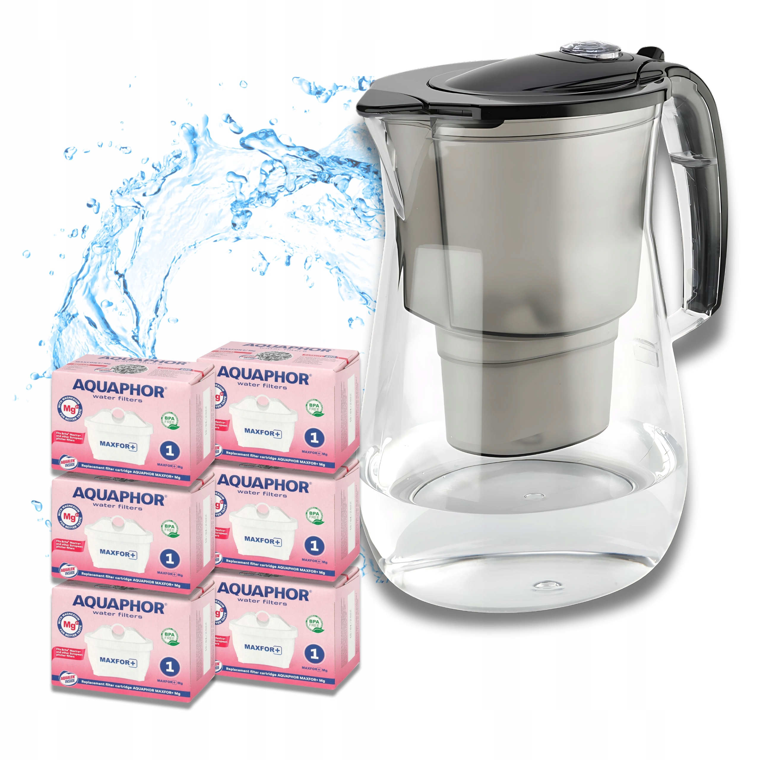 Filtrační konvice na vodu Aquaphor Onyx 4,2L černá 6 náplní Maxfor+ Mg
