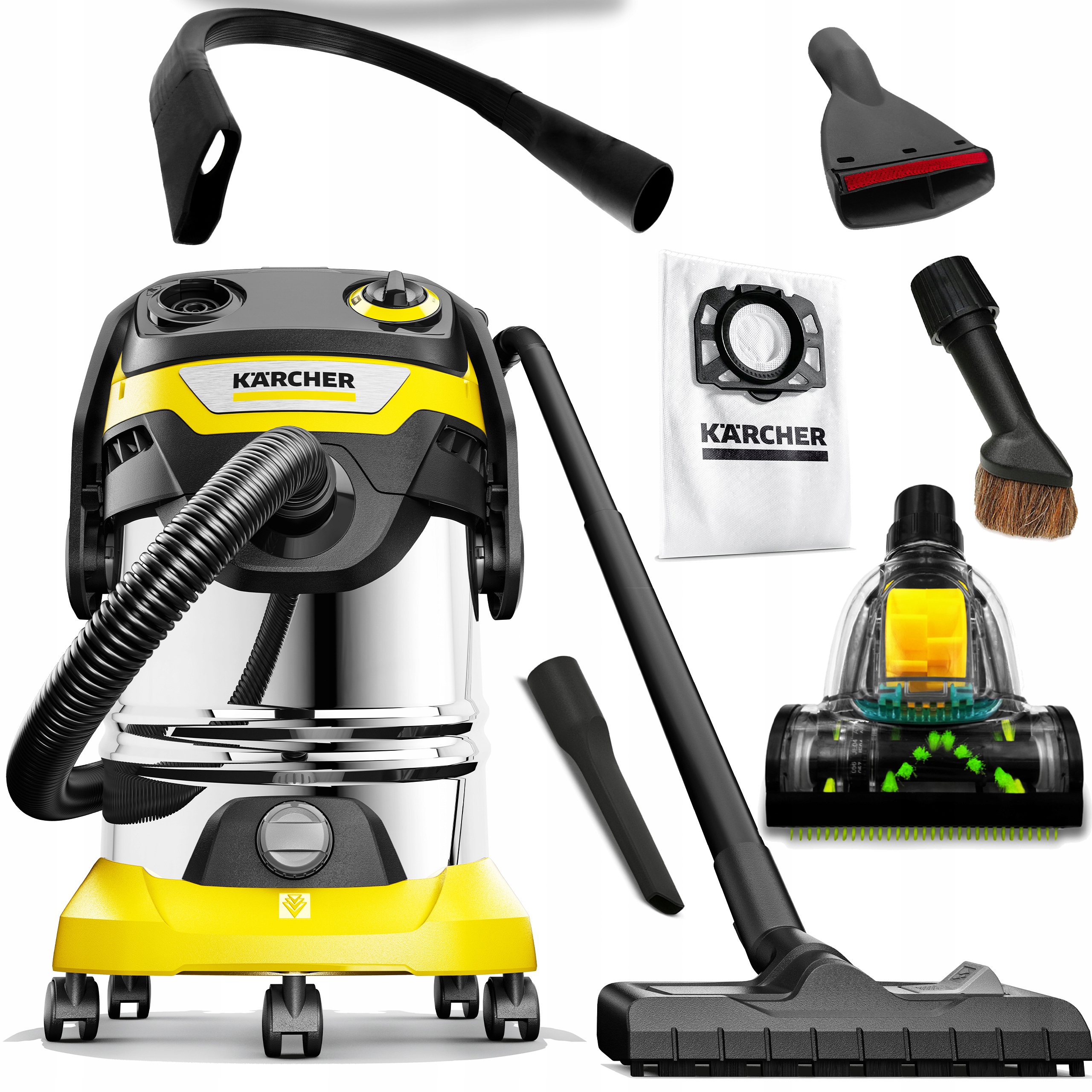 ODKURZACZ PRZEMYSŁOWY KARCHER WD 5 ZESTAW DO SAMOCHODU STALOWY SUCHO/MOKRO