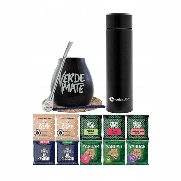 Sada Yerba Mate Vzorky 10x50g Termos Led Tykev Bombilla 500g 0,5kg