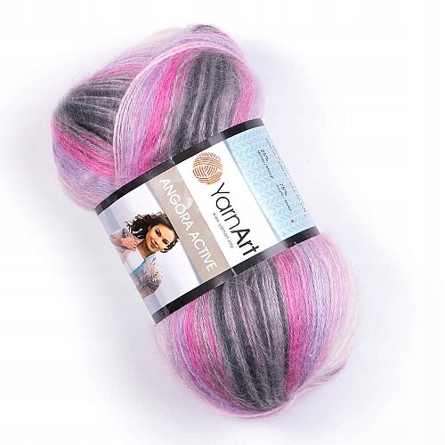 YarnArt Angora Active 848 różowo szaro biały
