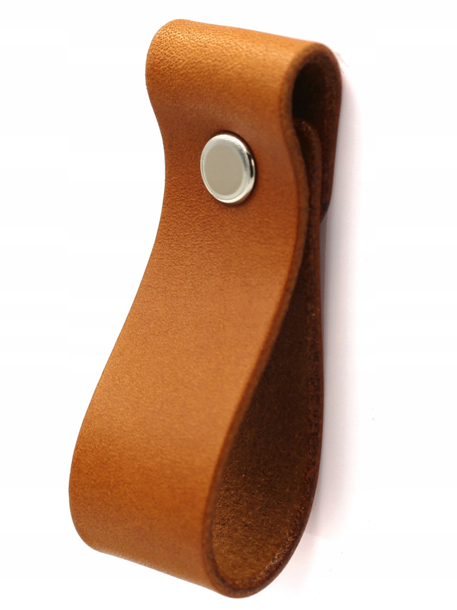 GAŁKA MEBLOWA UCHWYT do mebli koniakowy brąz skóra + śruby