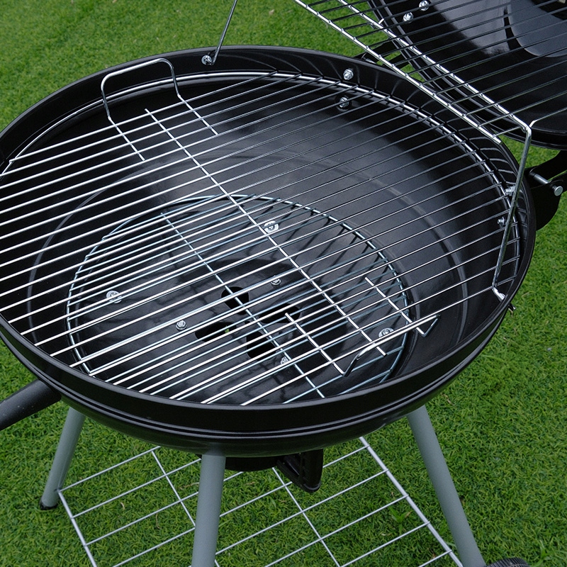 GRILL OGRODOWY WĘGLOWY Z POKRYWĄ OKRĄGŁY VL04 CZARNY Szerokość rusztu 54 cm