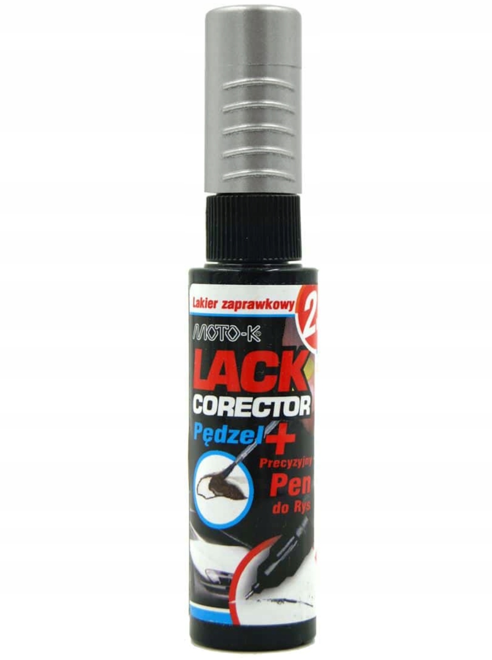 Moto-k lakier zaprawkowy zaprawka z rapidografem Srebrny Metalik 550 12ml