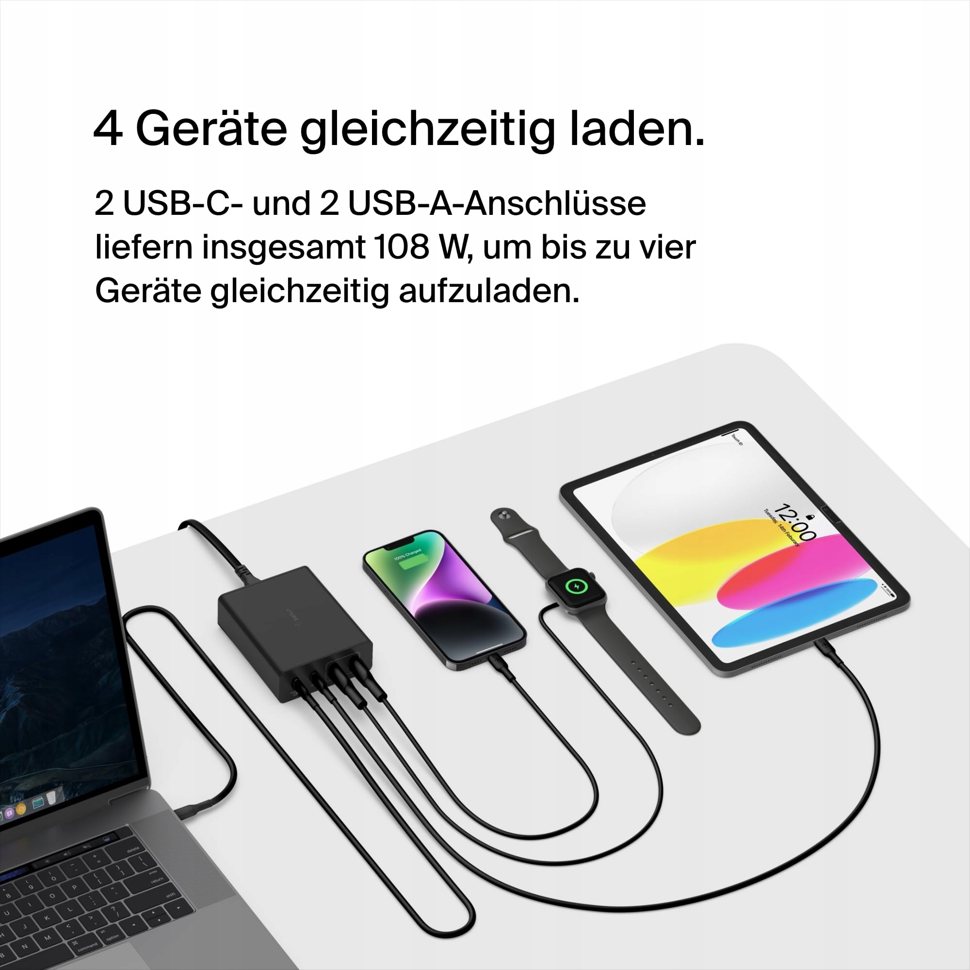 BELKIN Stacja Ładowania 108W GaN USB Dla Wielu Urządzeń Szybkie Ładowanie — miniatura 3