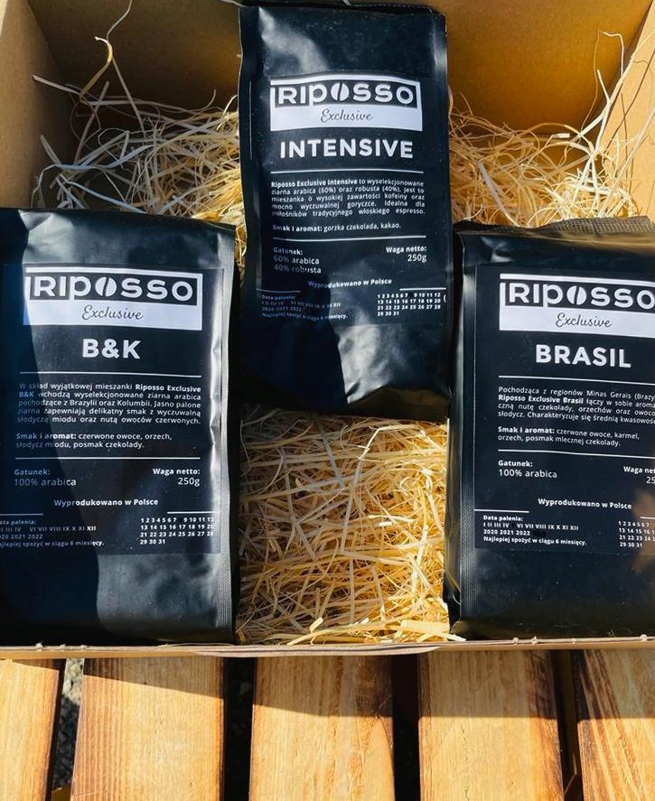 Degustační sada: Čerstvě pražená Riposso Exclusive: Brasil, Intensive a B
