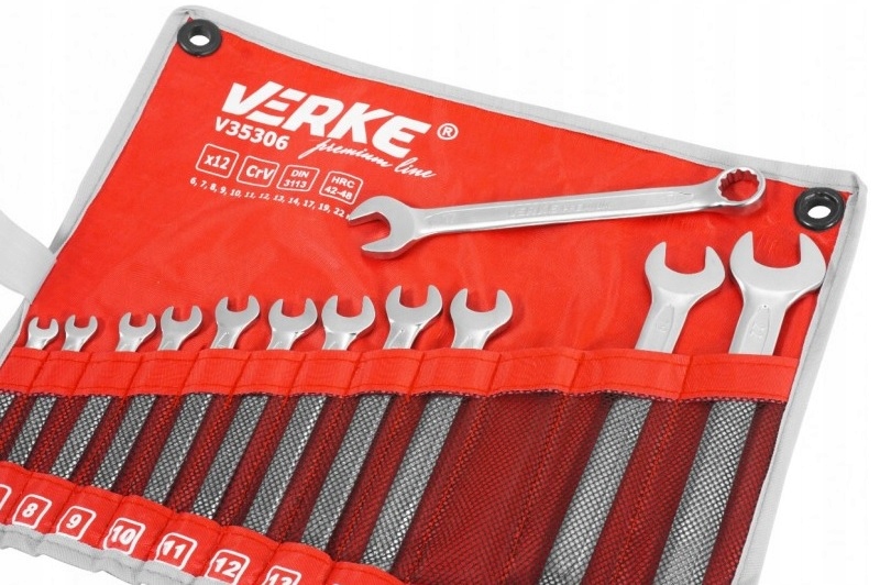 KLUCZE PŁASKIE PŁASKO-OCZKOWE 12 SZT ZESTAW VERKE Kod producenta V35306