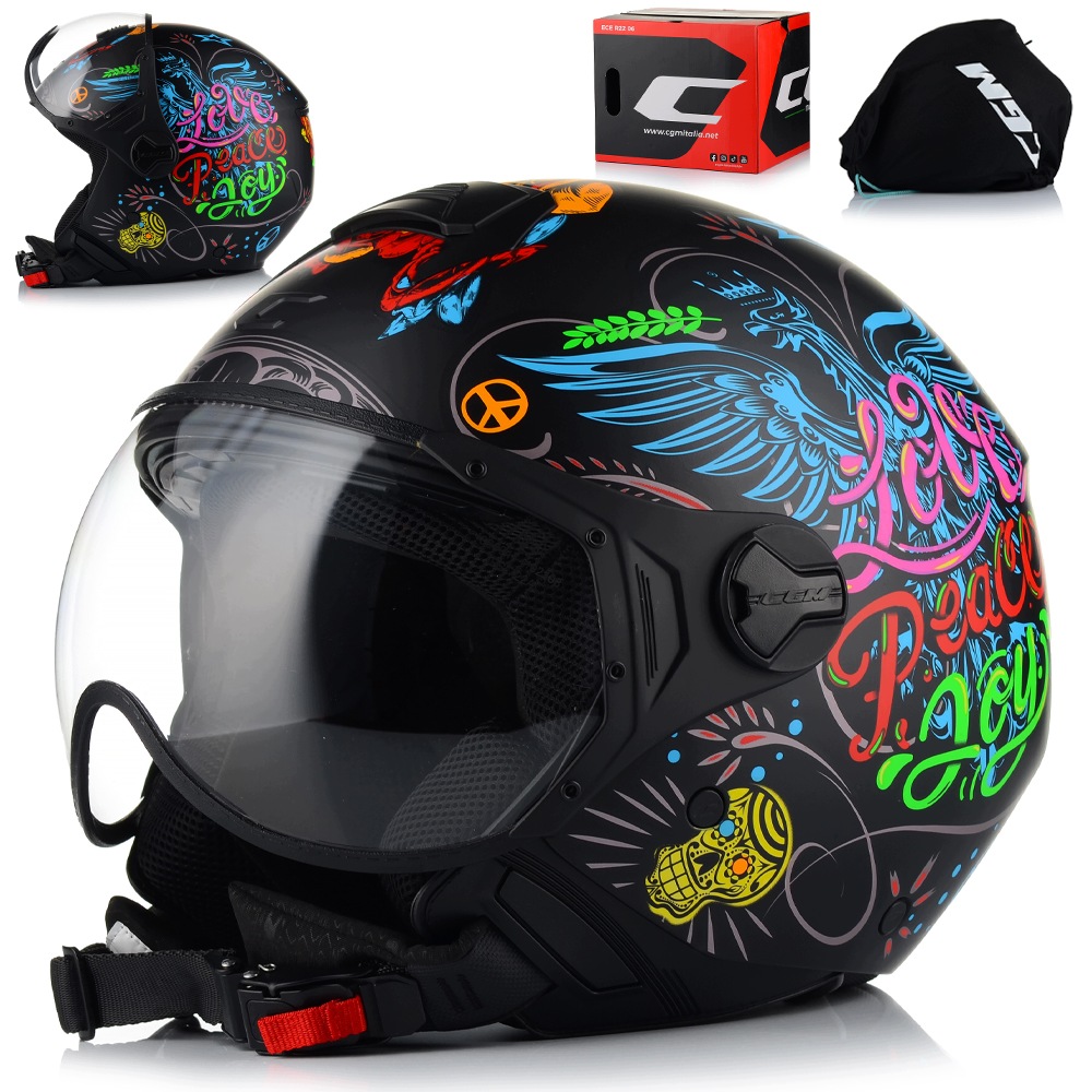 Motocyklová prilba Cgm 167 Flo otvorený ľahký skúter chopper Ecer 22.06