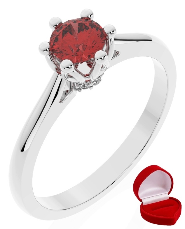Zlatý Prstýnek 585 14k Rubín 0,30 ct Bílé Zlato R11