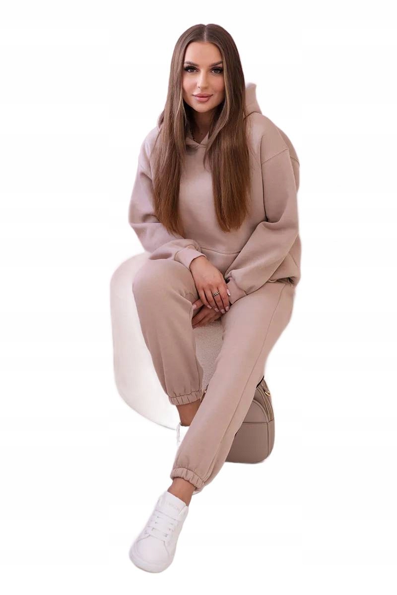 Bavlněný komplet s potiskem tmavě béžový
