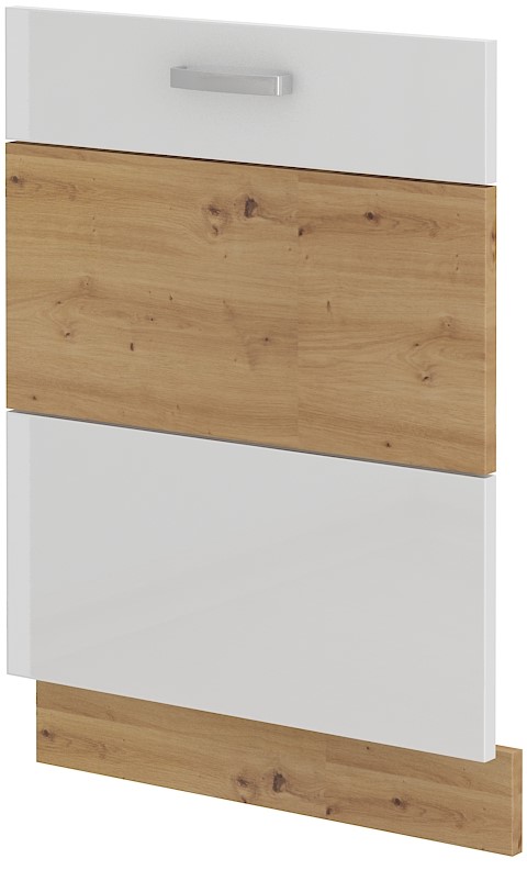 Přední strana do myčky nádobí 60 713x596. Bílý lesk Dub Artisan.