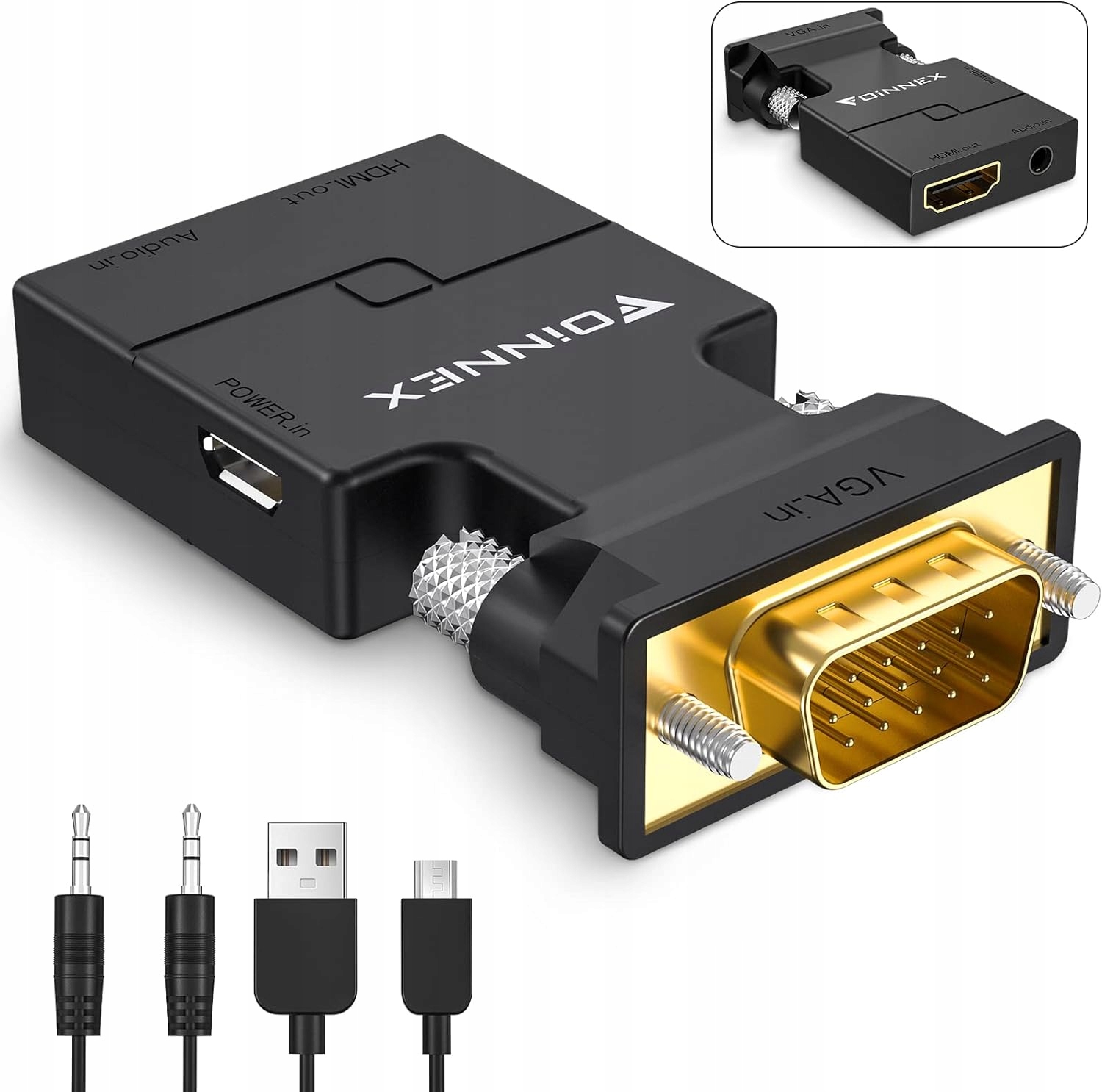 KONWERTER ADAPTER FOINNEX VGA NA HDMI + AUDIO