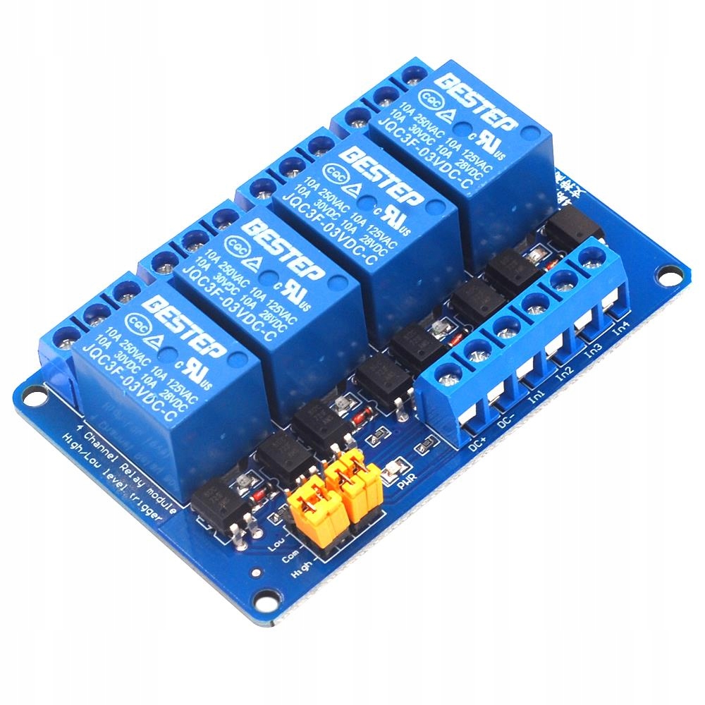 

Przekaznik 5v Arduino 4 kanałowy Ark High/low