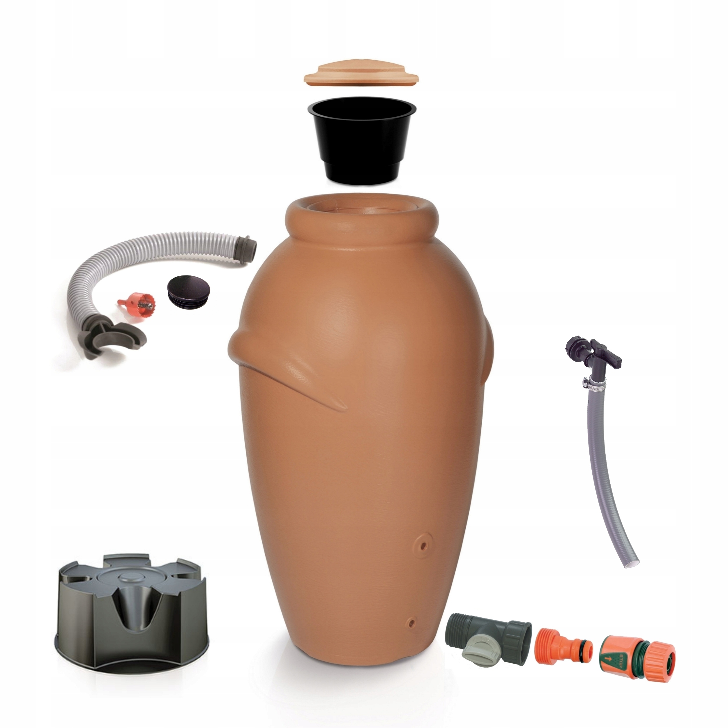 Beczka 360l Kompletny zbiornik przyłącza, podstawa