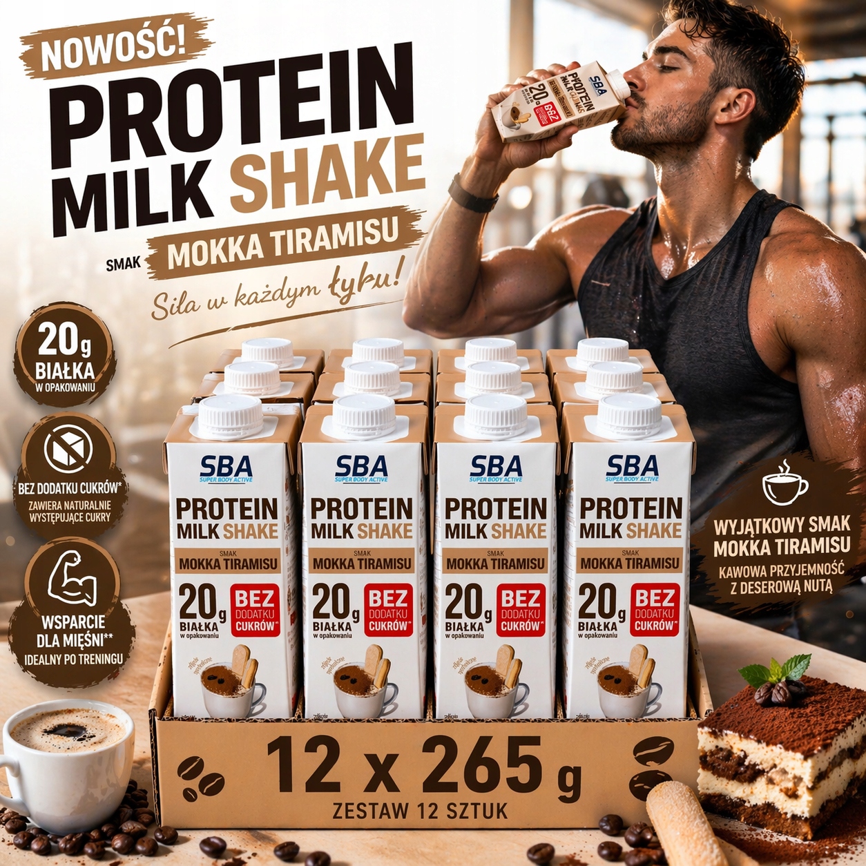 Protein Milk Shake Mokka Tiramisu Set 12x265g Fitness