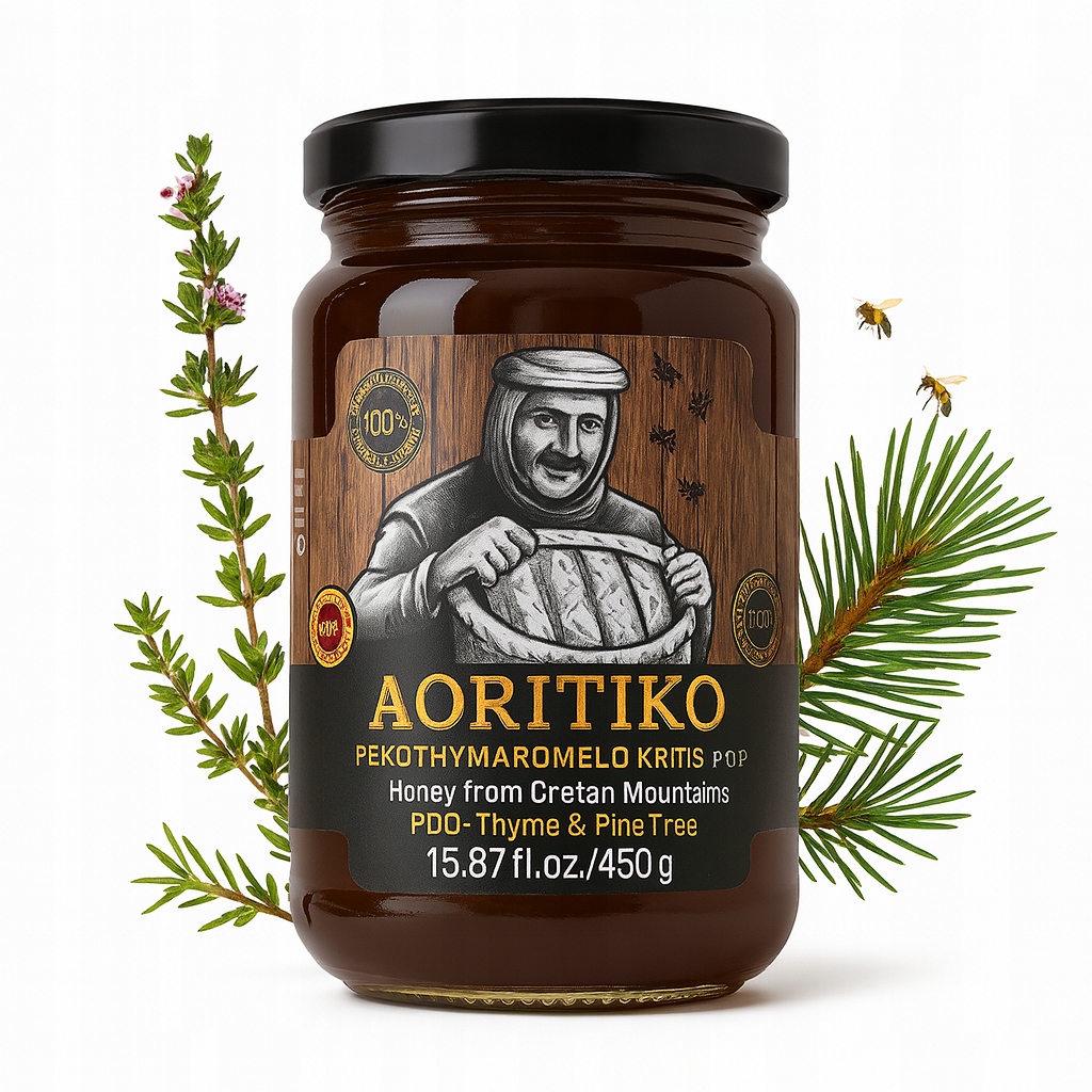 Levně Řecký med Aoritiko Pdo tymián a borovice 450 g, ideální, sladký