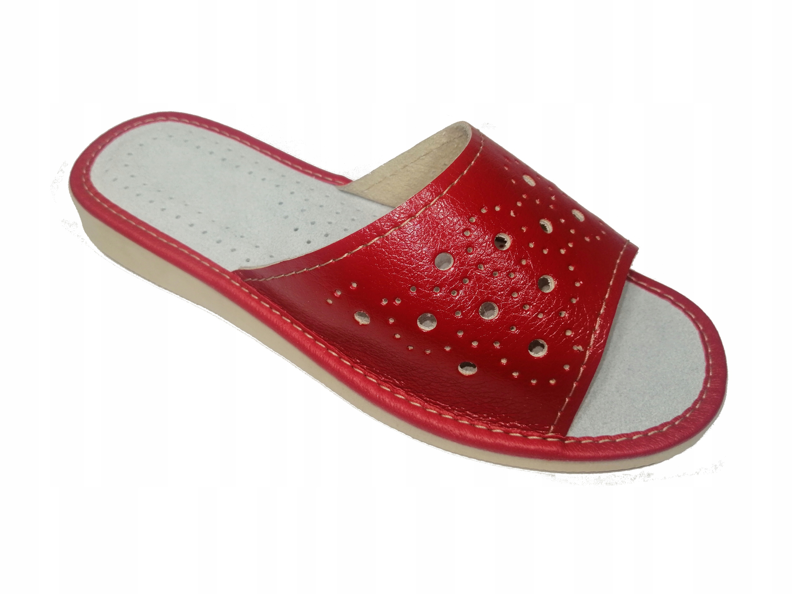 PANTOFLE skórzane, tanie KAPCIE domowe, laczki Rozmiar 38