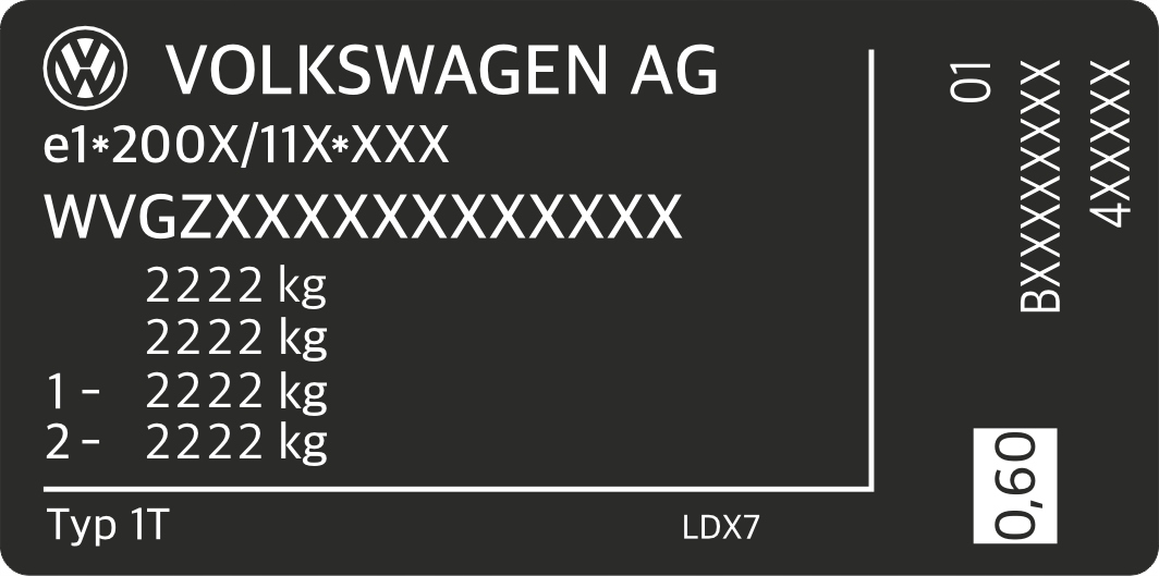 SAMOPRZYLEPNA TABLICZKA ZNAMIONOWA ZASTĘPCZA VOLKSWAGEN VW GRAWER 10x5 cm
