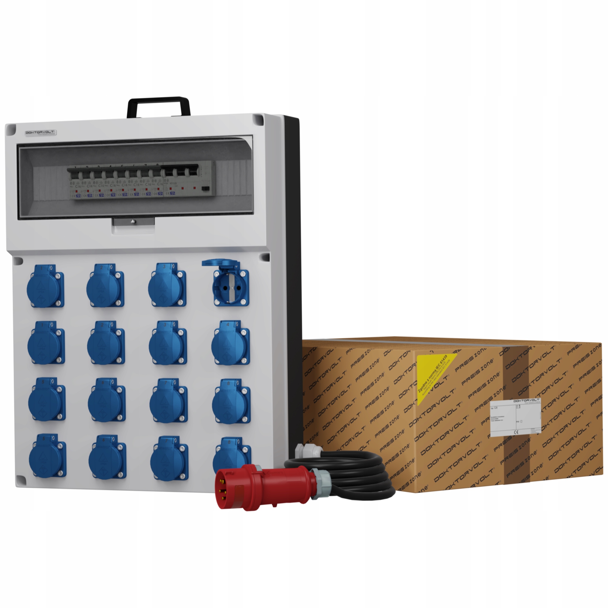 Rozvaděč s kabelem zásuvky Schuko Mennekes Doktorvolt DV-0625-D