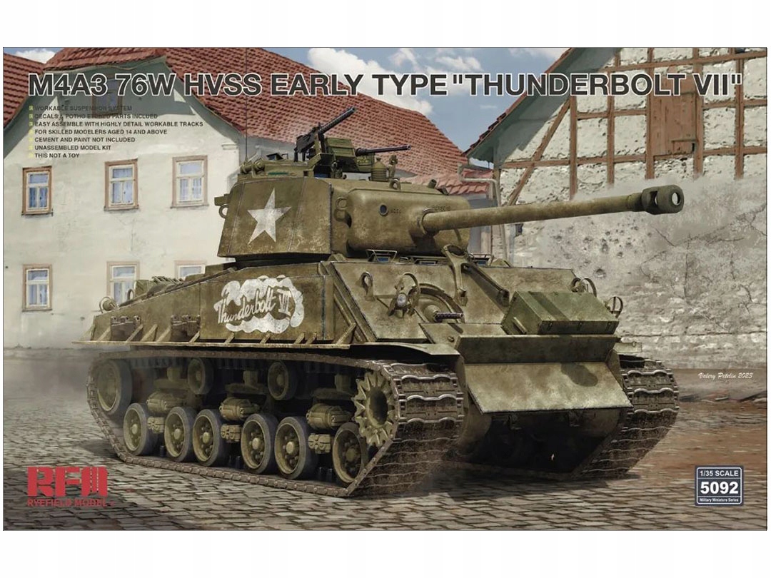 Tank M4A3 Sherman 76W Hvss Early Type Thunderbolt VII model RM-5092 Rfm