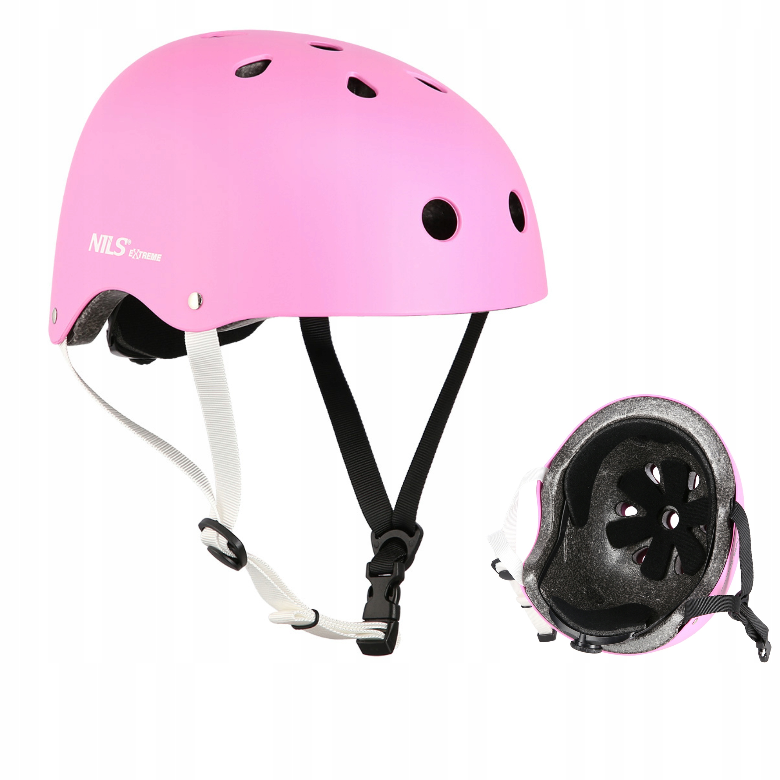 Kask skatingowy różowy na rolki hulajnogę regulacja M 55-58 Nils Extreme