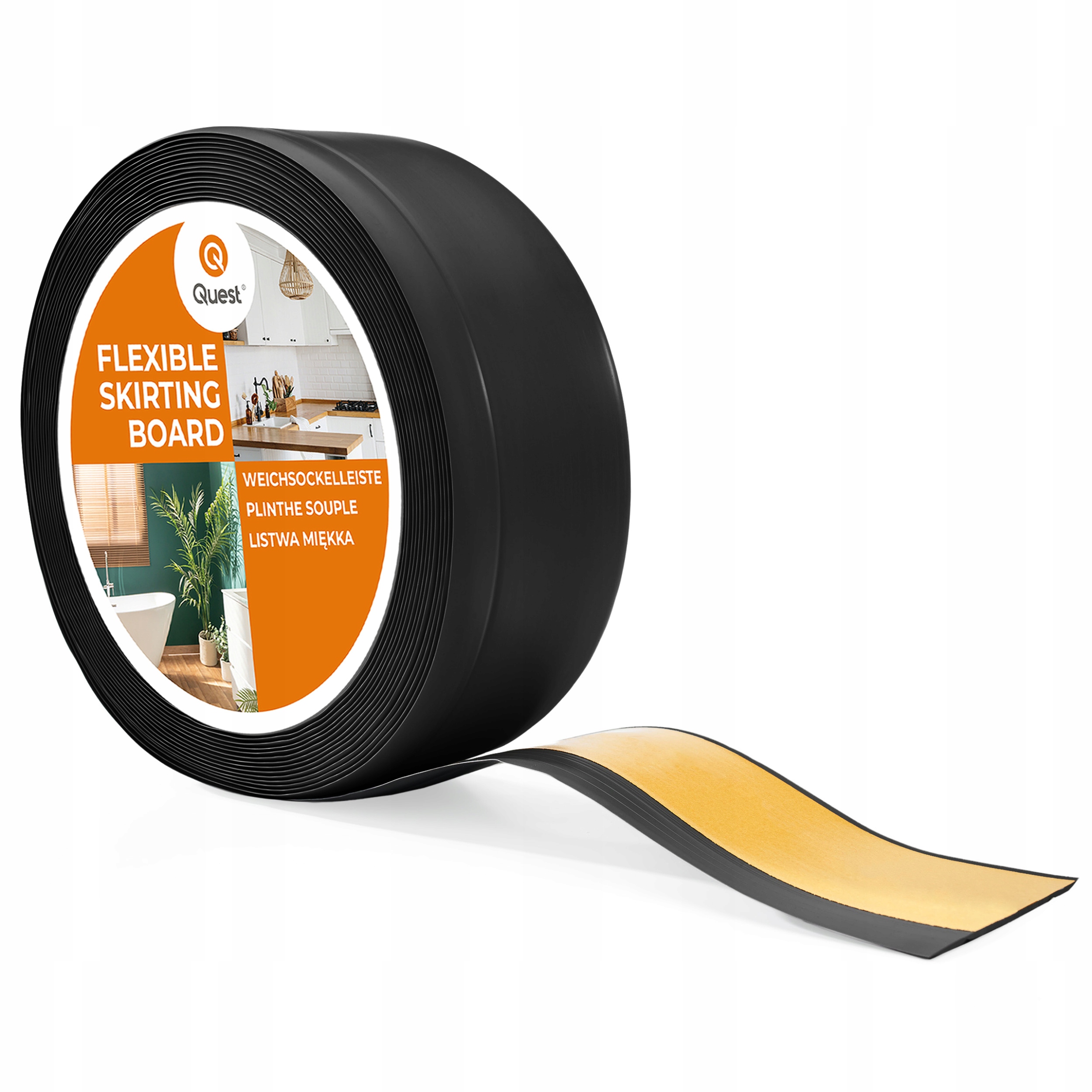 Pvc podlahová lišta samolepicí soklová 70x20 mm, černá, 10 m