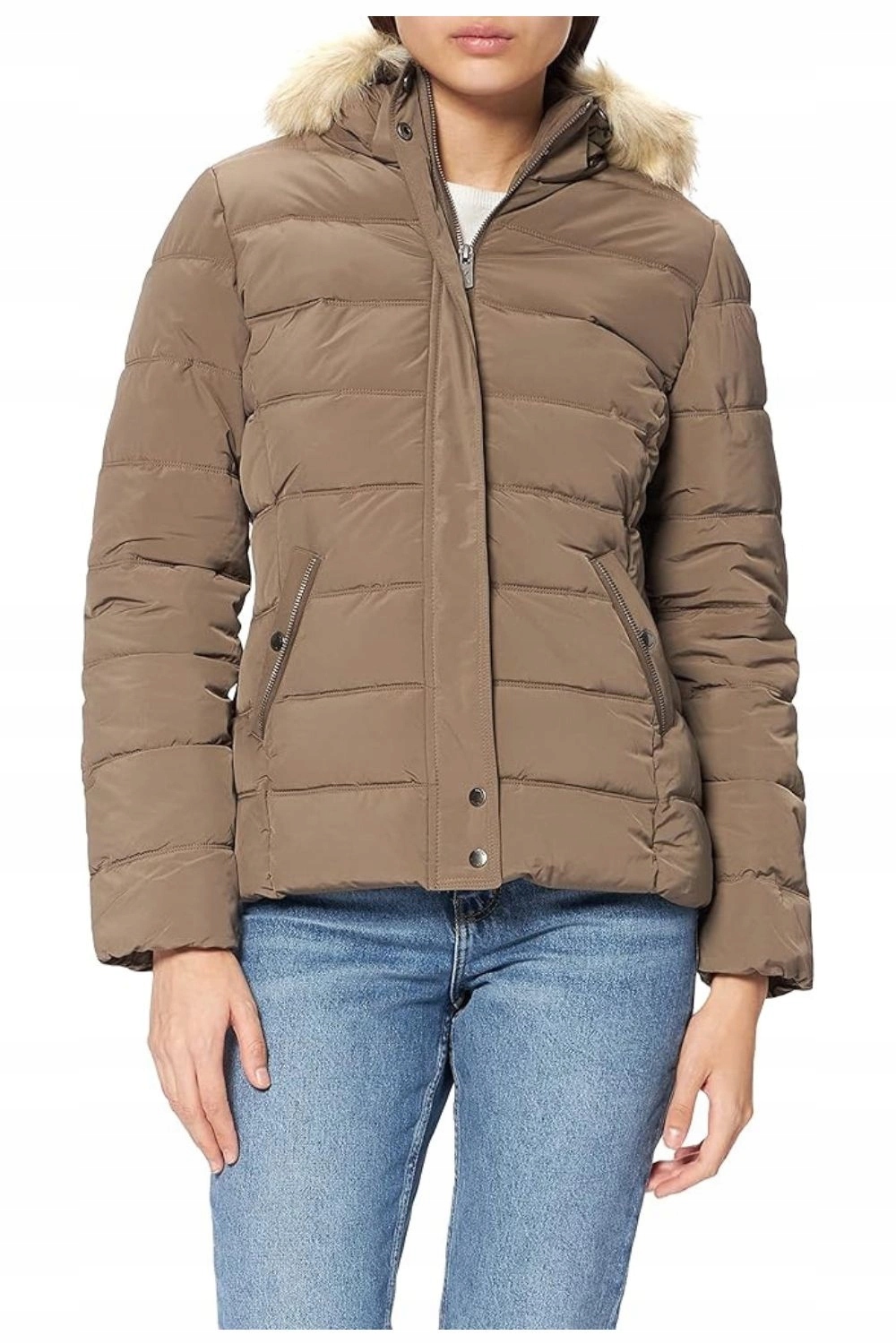 Dámská bunda Kaporal hnědá prošívaná zimní s kapucí teplá vel. S