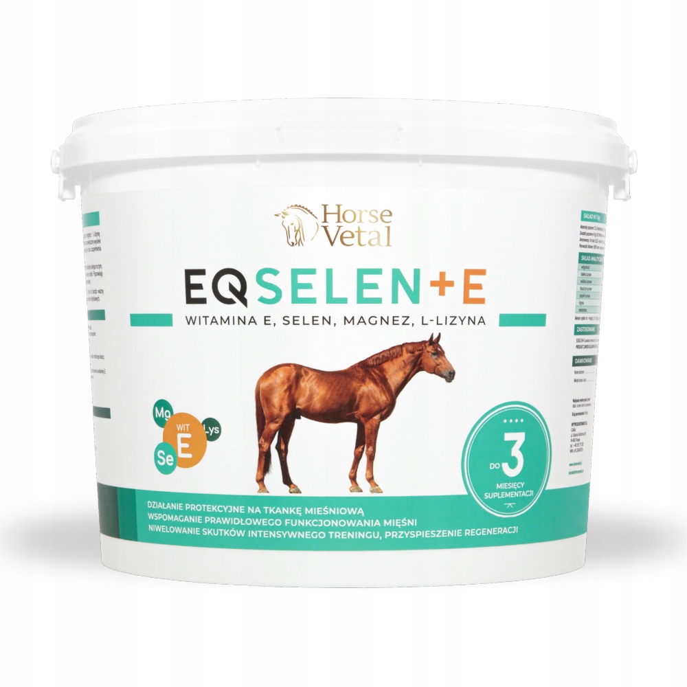 Eqselen+e 1800 g Witamina E, Selen, Magnez L-lizyna dla koni ochrona mięśni