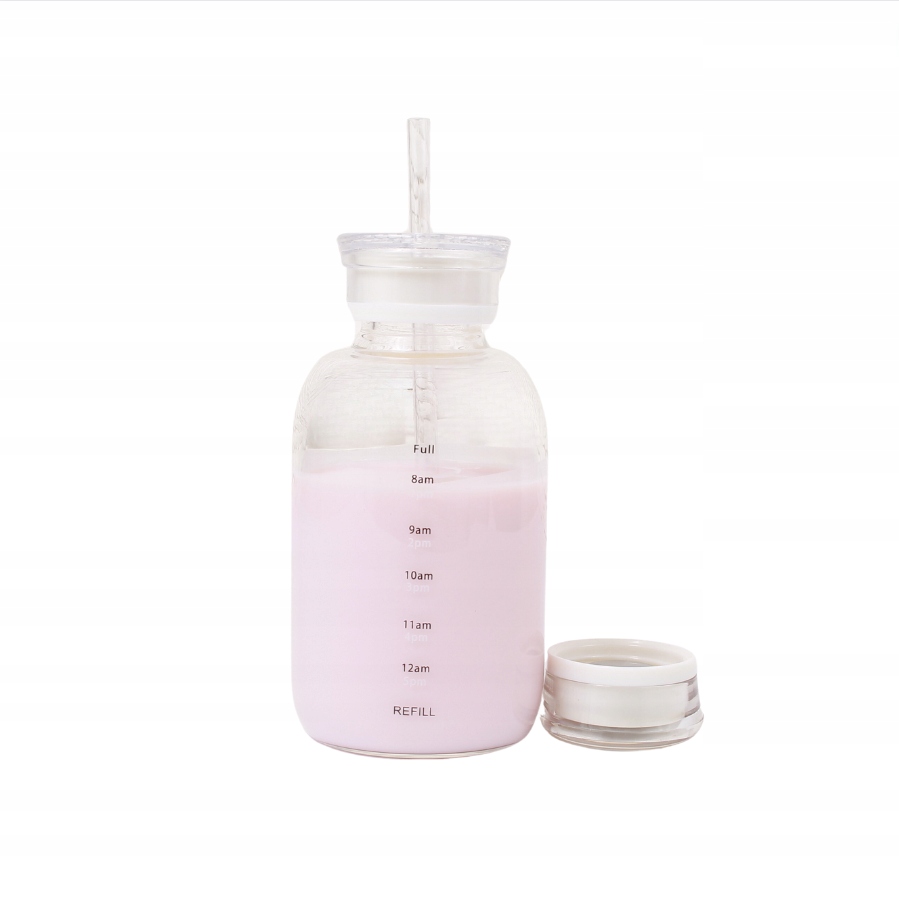 Butelka na wodę szklana Motywacyjna 450 ml Biała nowoczesna modna