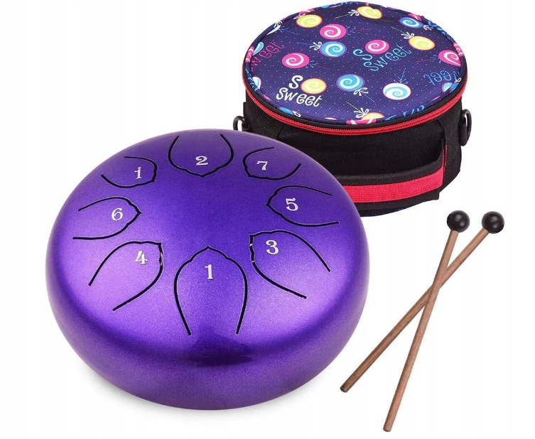 Mini stalowy bębenek, 6 cali, instrument perkusyjny z wyściełaną torbą