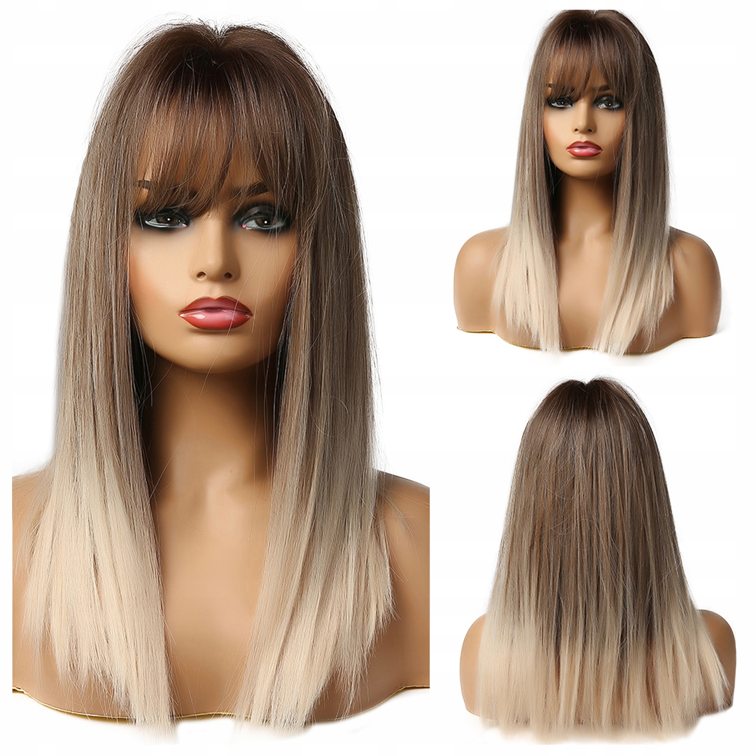 

Peruka włosy Jak Naturalne blond Ombre Grzywka