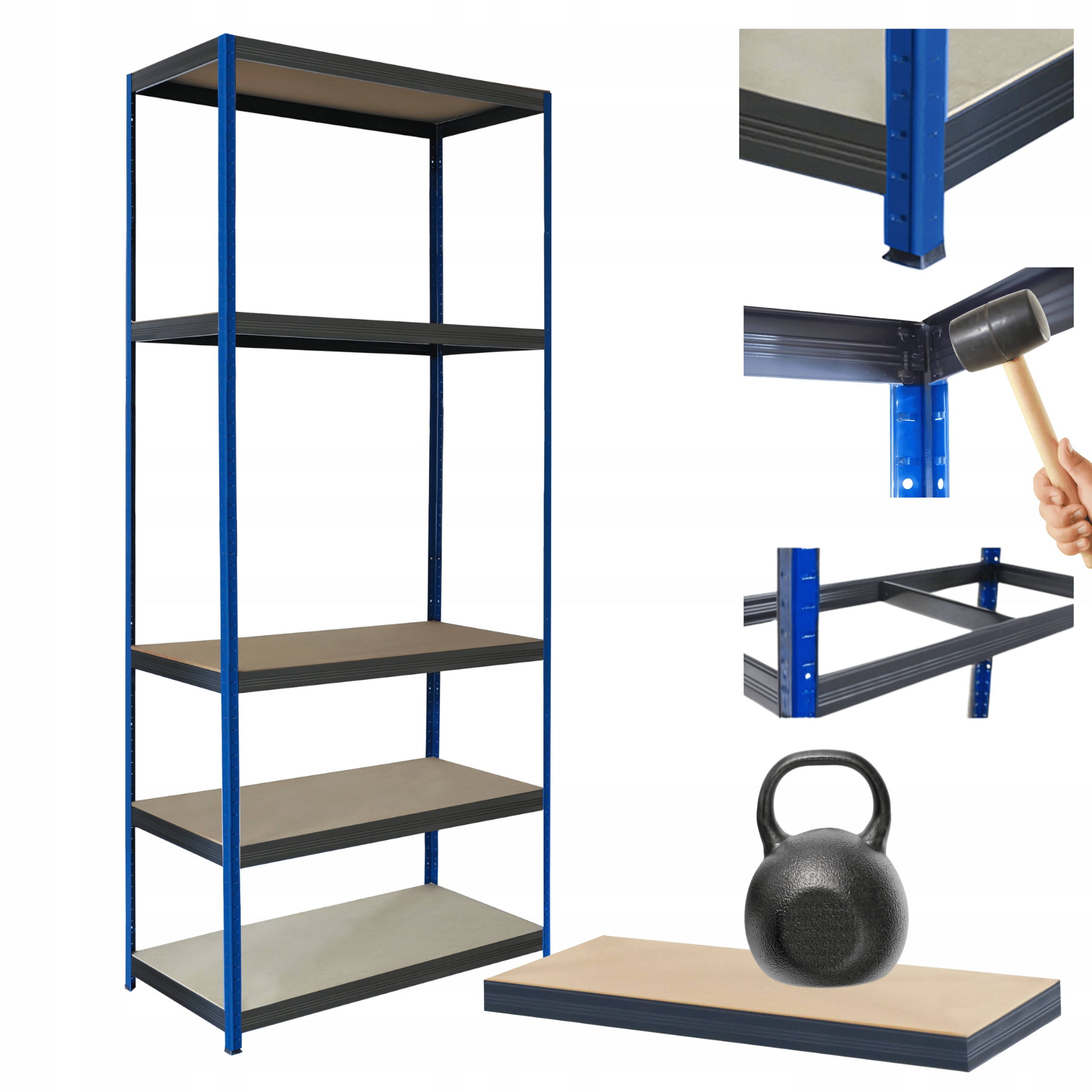 Kovový úložný regál Helios 180x110x60 cm 5Px175 kg, Trvanlivý