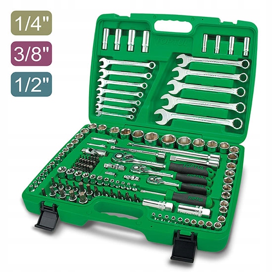 Sada náradia klúče hlavice račňou 1/4&quot; 3/8&quot; 1/2&quot; 130 KS TOPTUL GCAI130B