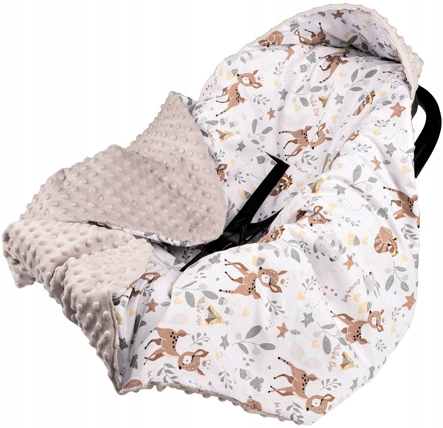 

Koc Minky Z Kapturkiem Fotelika Nosidełka Otulacz