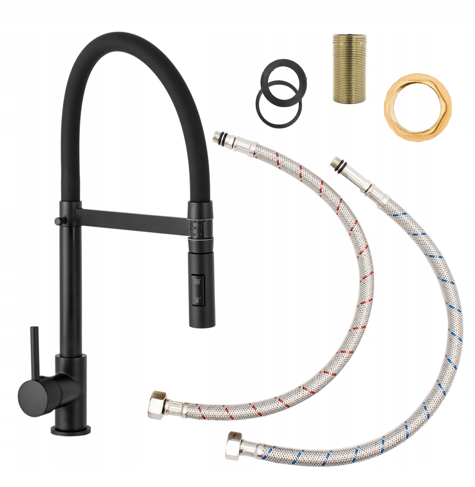 Kuchynská Batéria, Flexibilný Výtok Vento, Čierny Drezový Kohútik