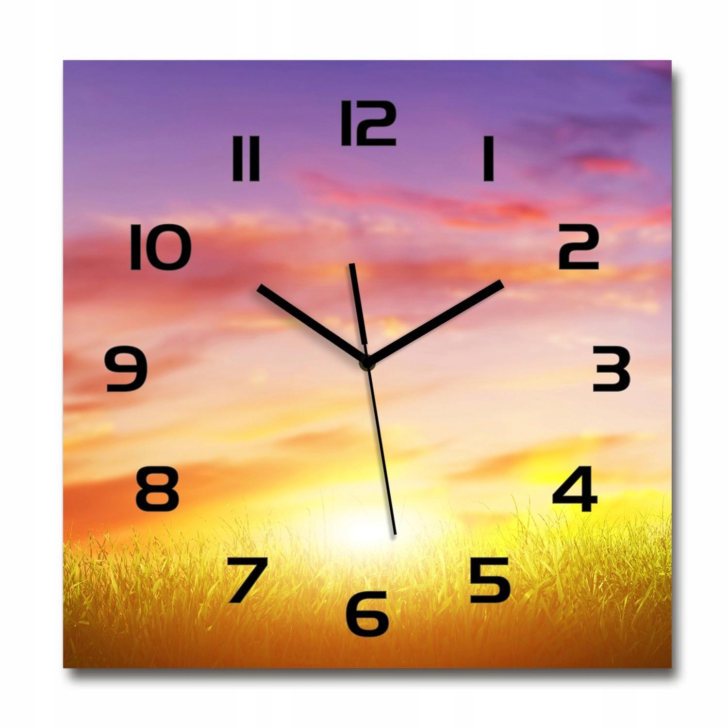 

Duży zegar szklany do salonu Zachód słońca 60x60cm