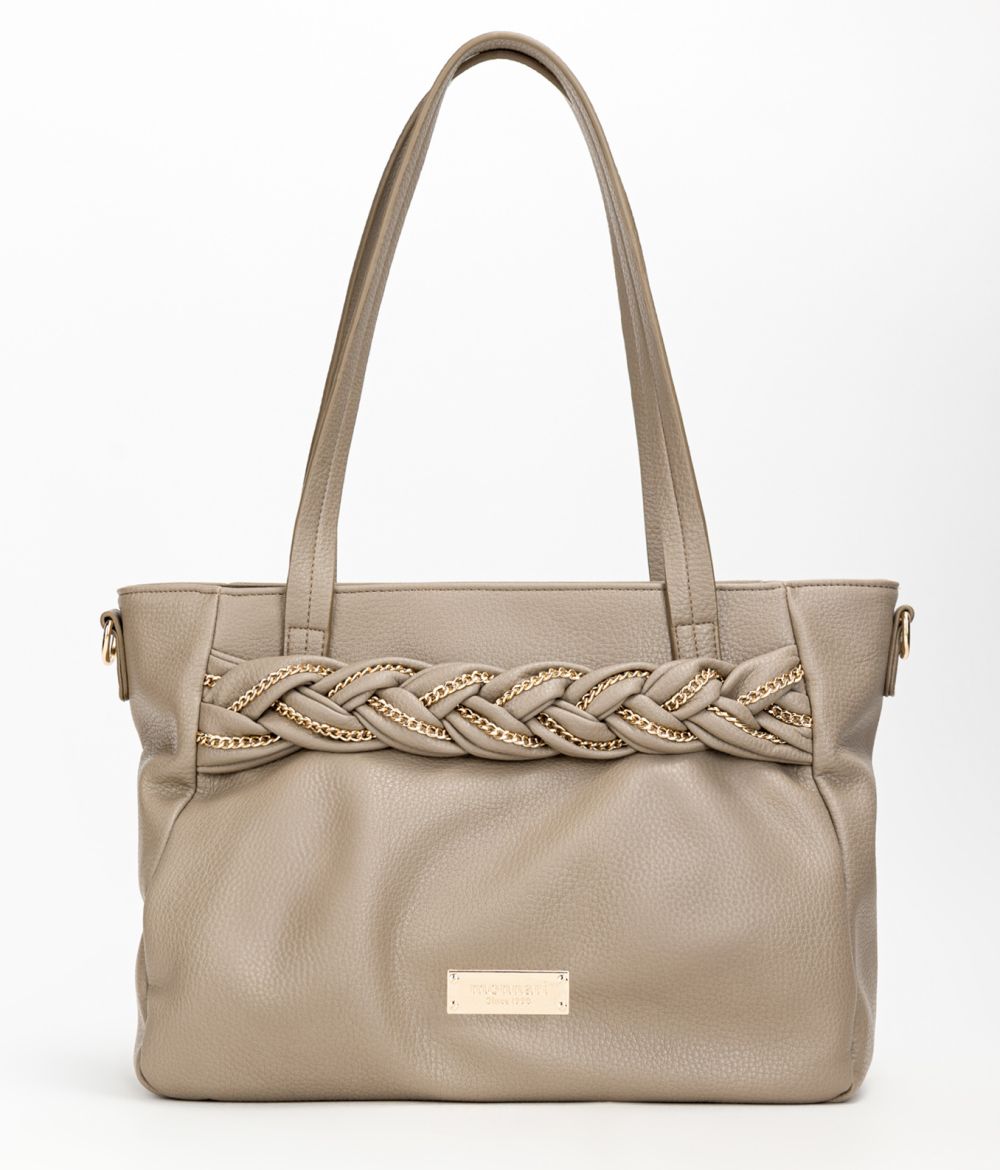 Béžová Kabelka Monnari Klasická S Vzorem Hrášku A Řetízkovým Copem