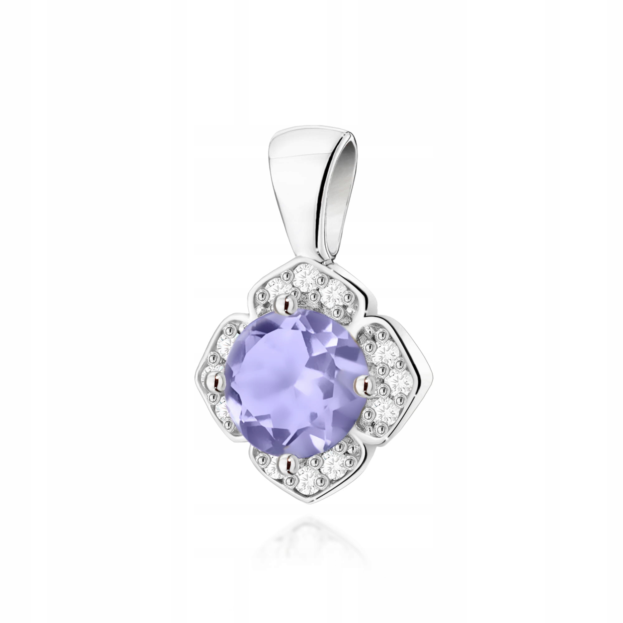 Zlatý přívěsek 585 s přírodním tanzanitem a diamanty, 0.5 g, květ