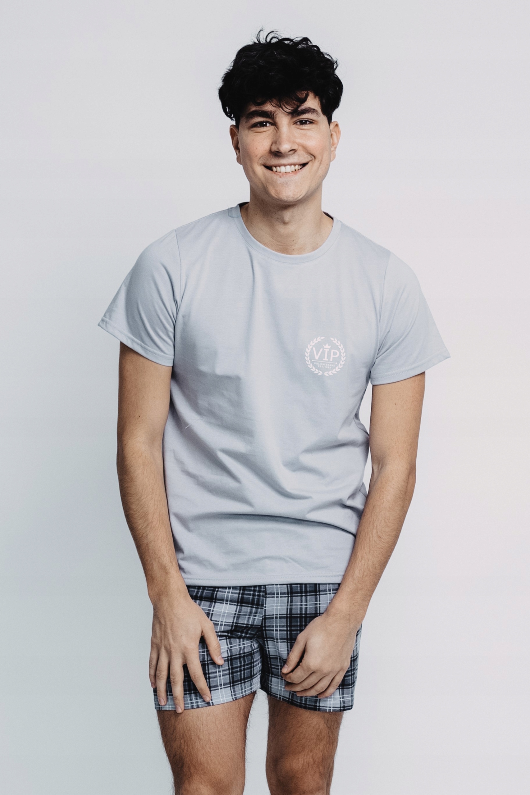 Pánské Pyžamo Vip Kuba Kostkované Šortky S Potiskem 4XL