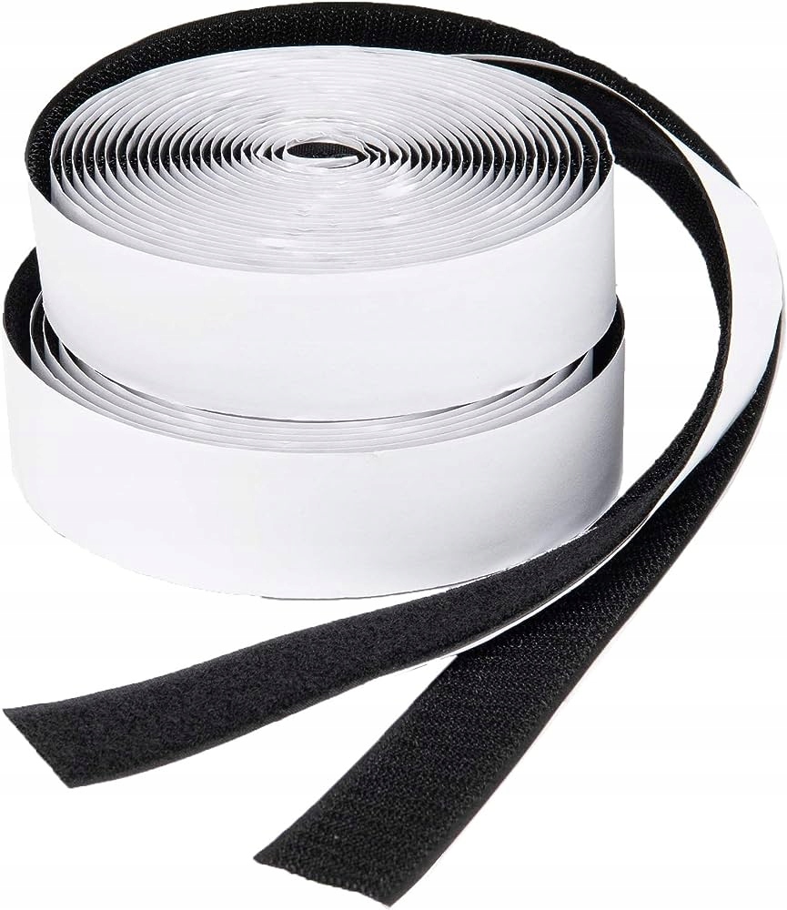 TAŚMA RZEP SAMOPRZYLPNY OBRAZÓW MOCNY KLEJEM CZARNY OBIE STRONY 10mm*5m Kolor czarny