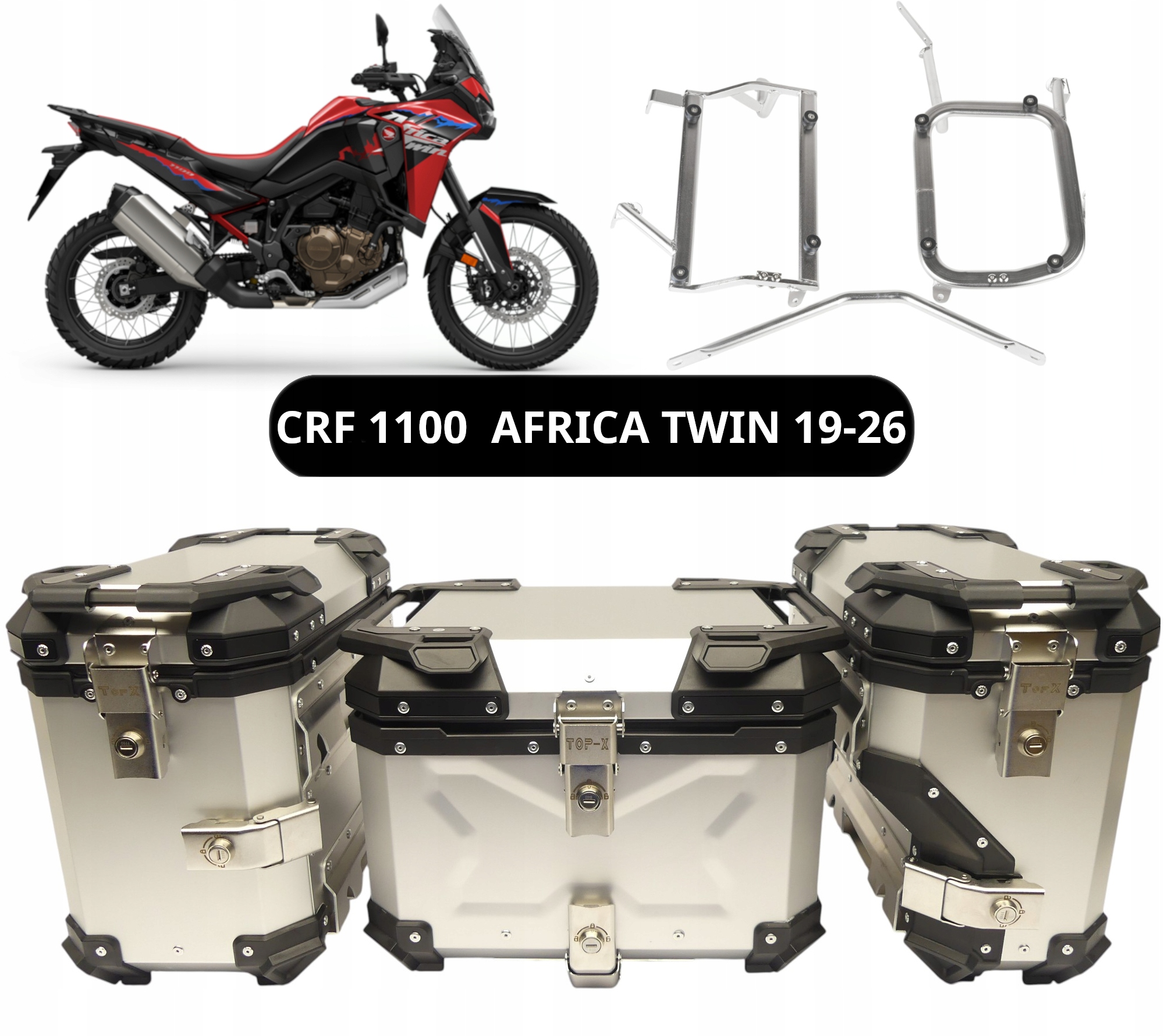 Kufry Eloxované Rámy Honda Crf 1100 Africa Twin 19-26 Sada TopX