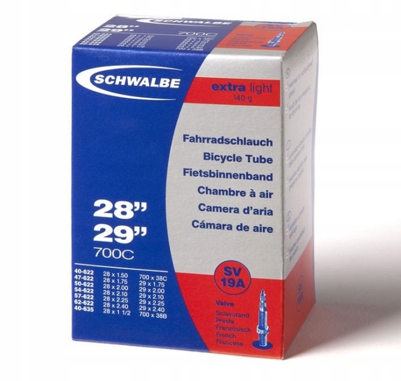 

Dętka Schwalbe SV19A Extra Light 28x2.35 Sv 40mm